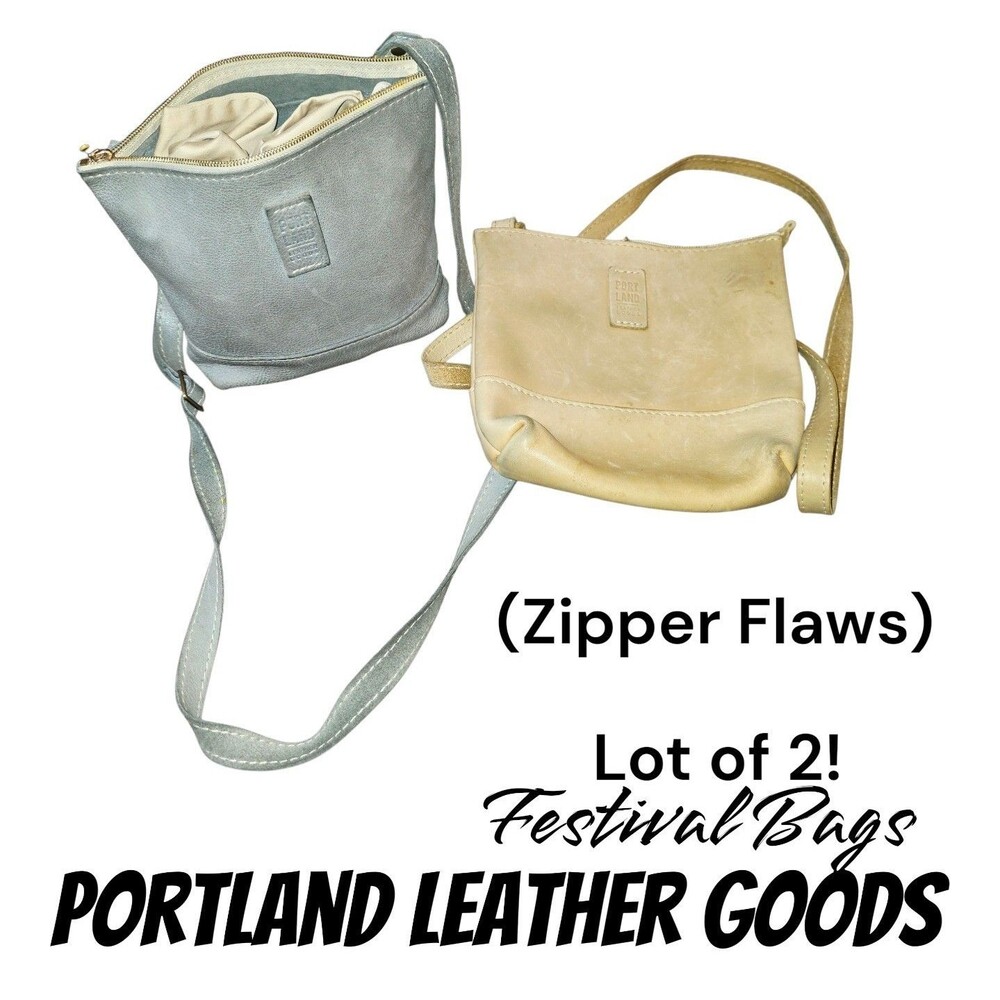Portland Leather Goods Festival Distressed Beige Blue Travel Boho Crossbody Bags